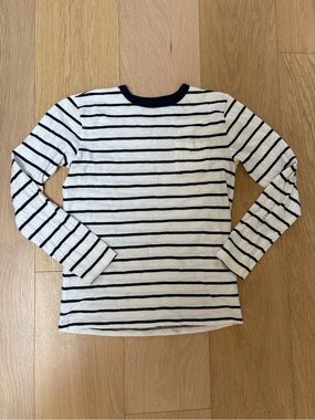 Crewcuts White & Navy Striped Long-Sleeve Tee